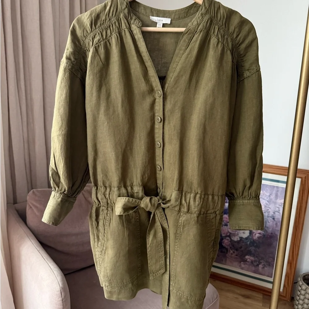 Joie 100% Linen Jumpsuit, Olive Green, XXS